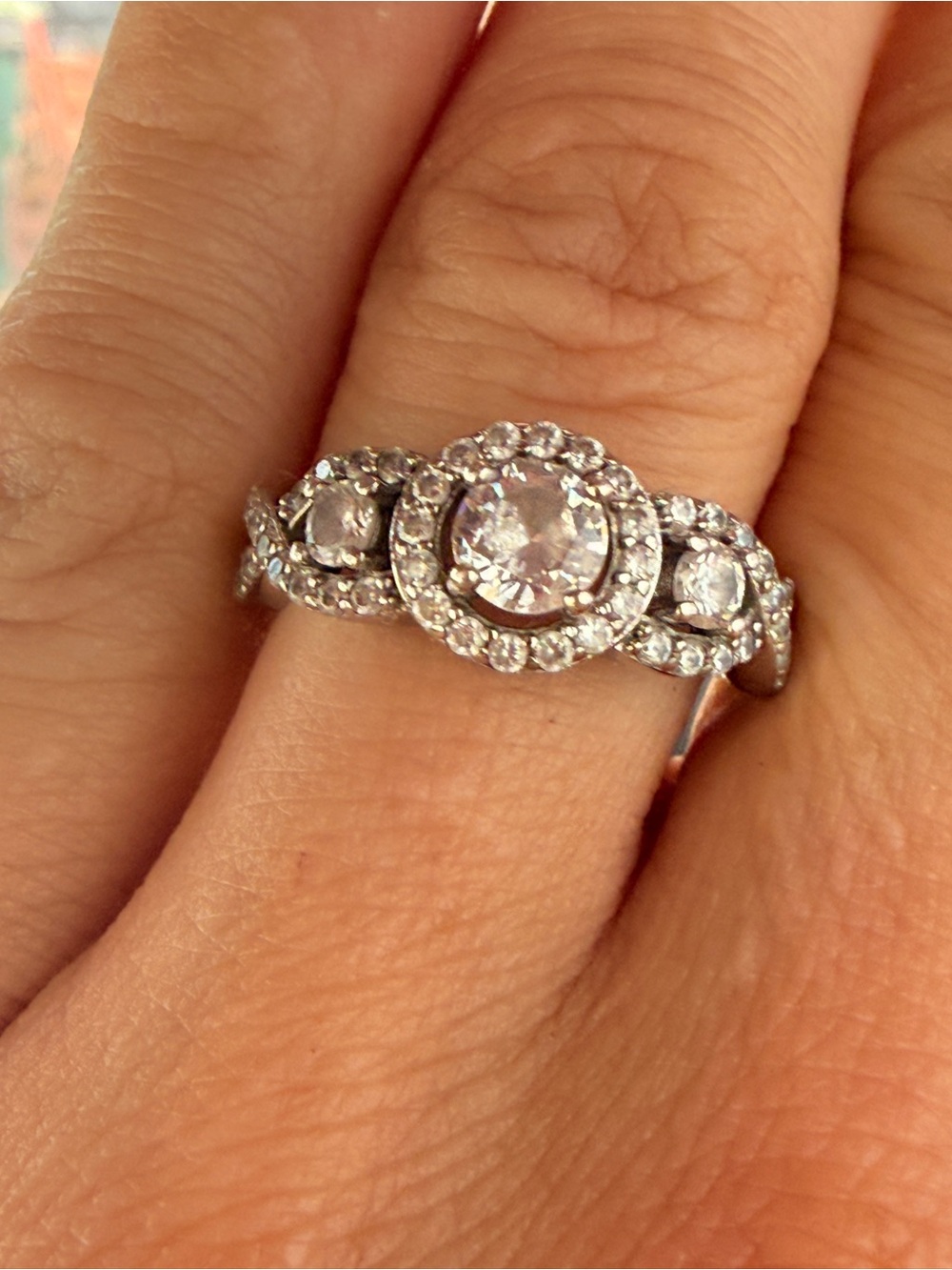 925 Sterling silver size 7 halo ring